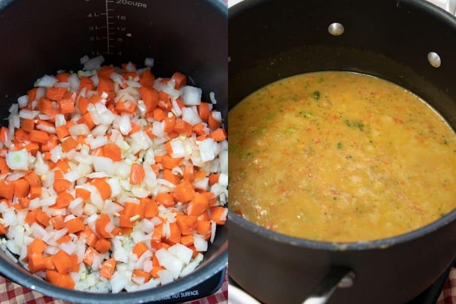 Broccoli Cheddar Soup Cooking