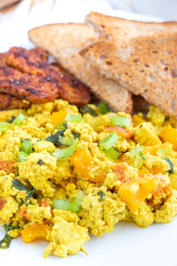 zapped scrambled eggs with veggies