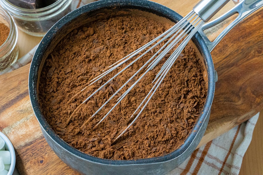 Hot Cocoa Ingredients in a Pot