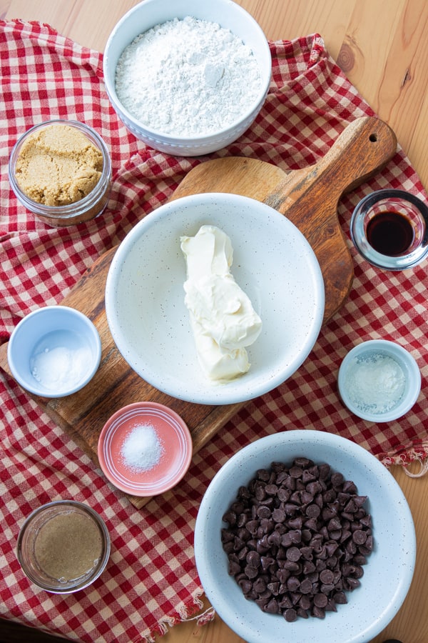 Cookie Cake Ingredients in Bowls