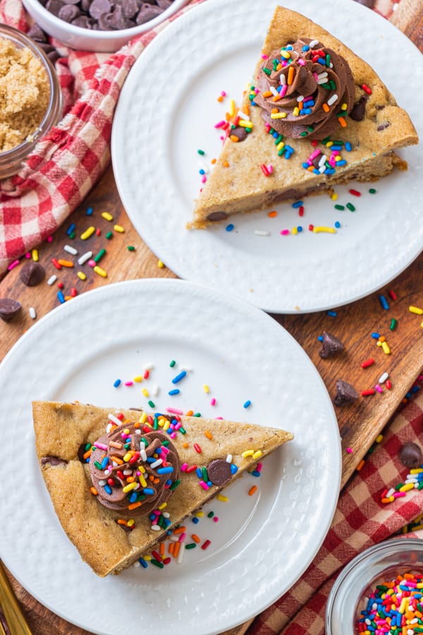 Cookie Cake Slices on White Plates