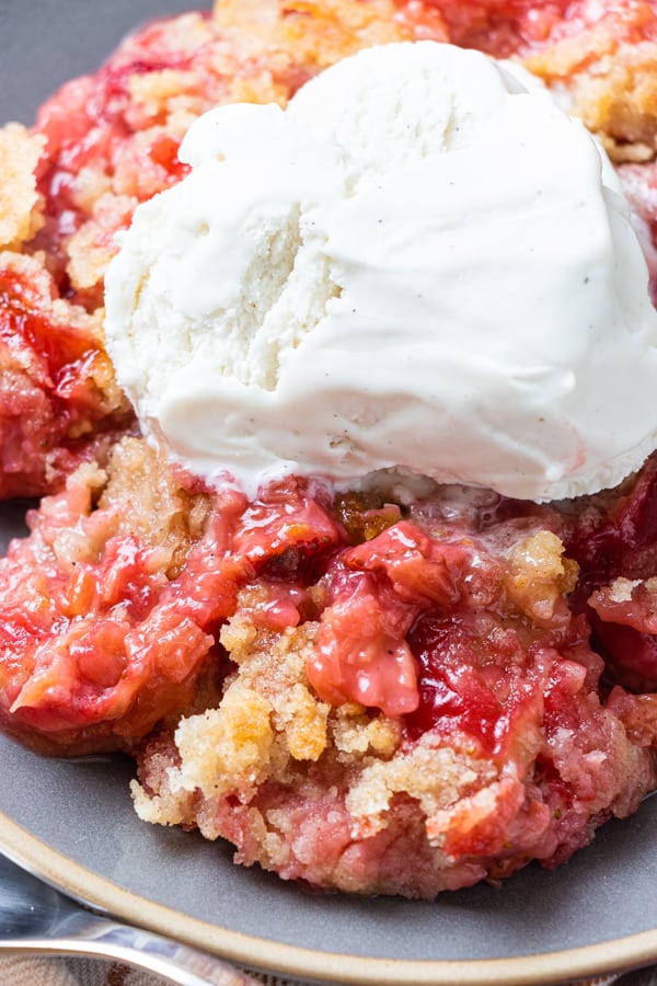 Crumble on Gray Serving Plate.