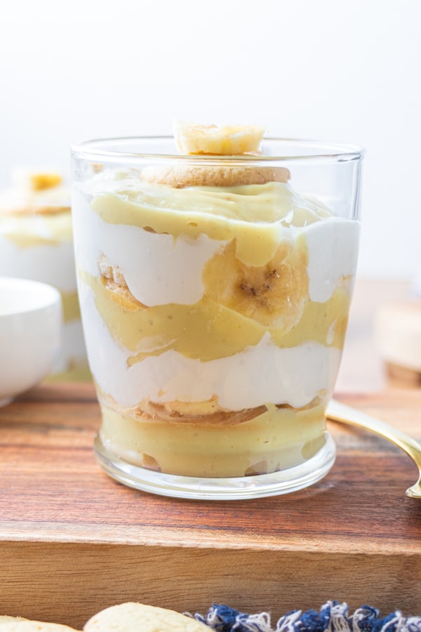 Banana dessert layers in cup.