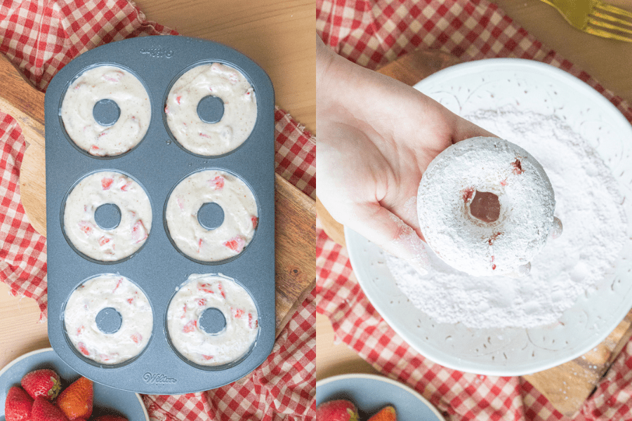 Baking and coating donuts.