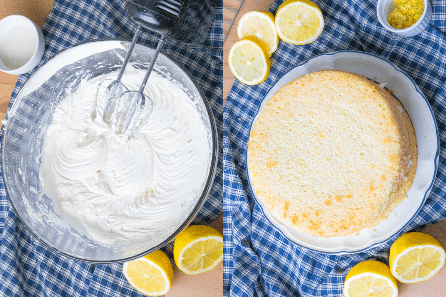 Frosting the lemon cake.