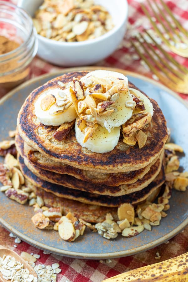 Pancake stack on plate.