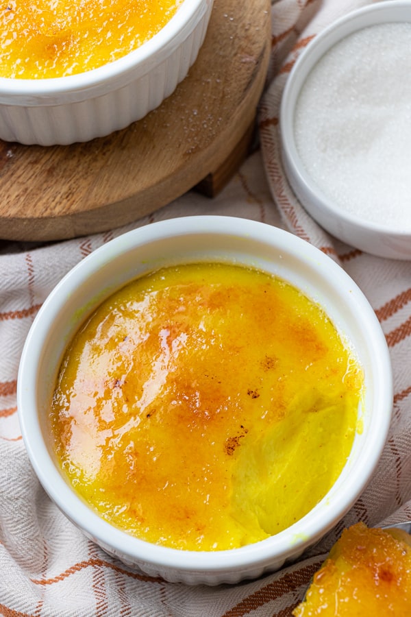 Vegan custard made into crème brûlée.