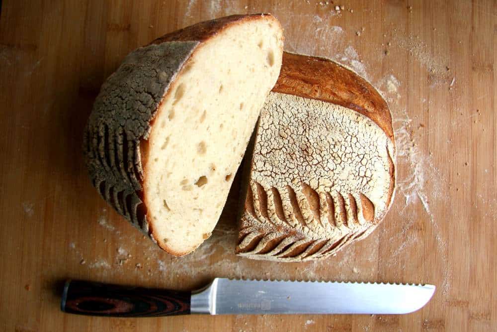 Sourdough bread with leaf pattern