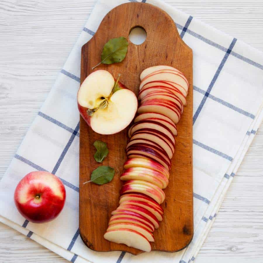 Apples slices on a board